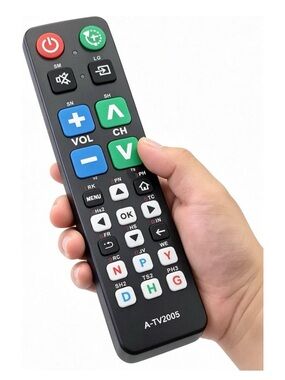 Universal A-TV2005 Large Button TV Remote - Black with Blue & Green Buttons